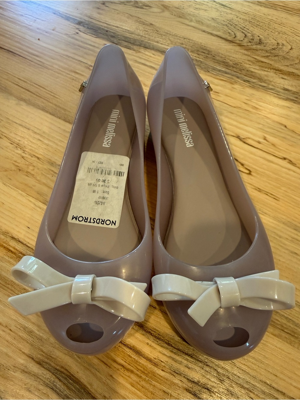 Mini Melissa Girl’s Ultragirl Bow Ballet Flats - Pink w/Cream Bow (Size 1) NWT